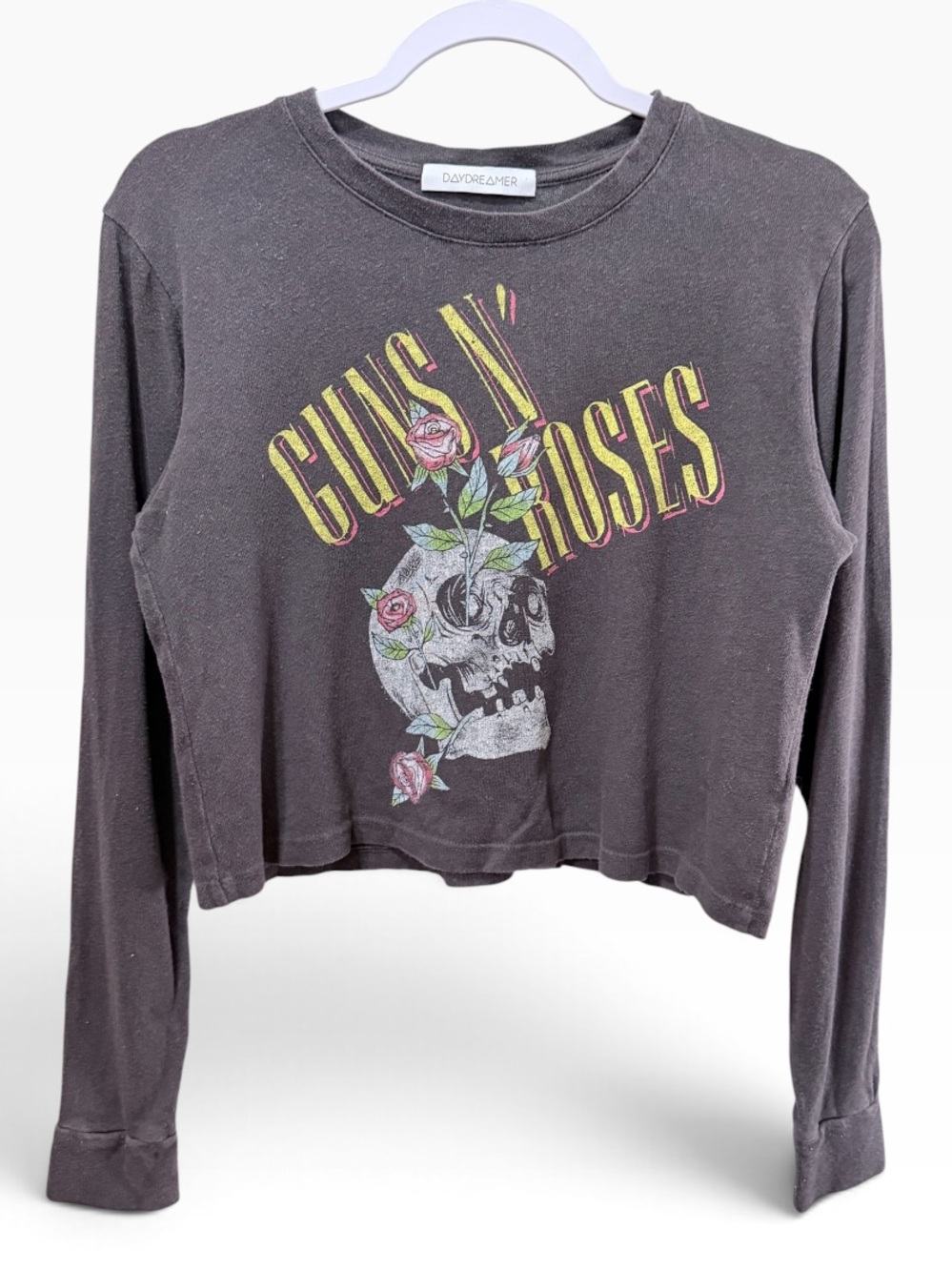Daydreamer Guns N’ Roses Graphic Tee Long Sleeves Cropped Size Medium